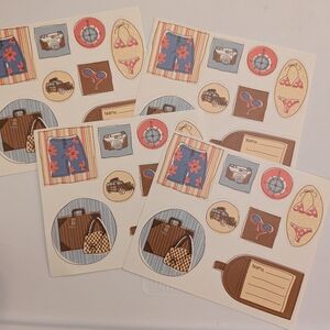 Travel Sticker Sheet - Beach Theme (Blue, Pink, Brown)